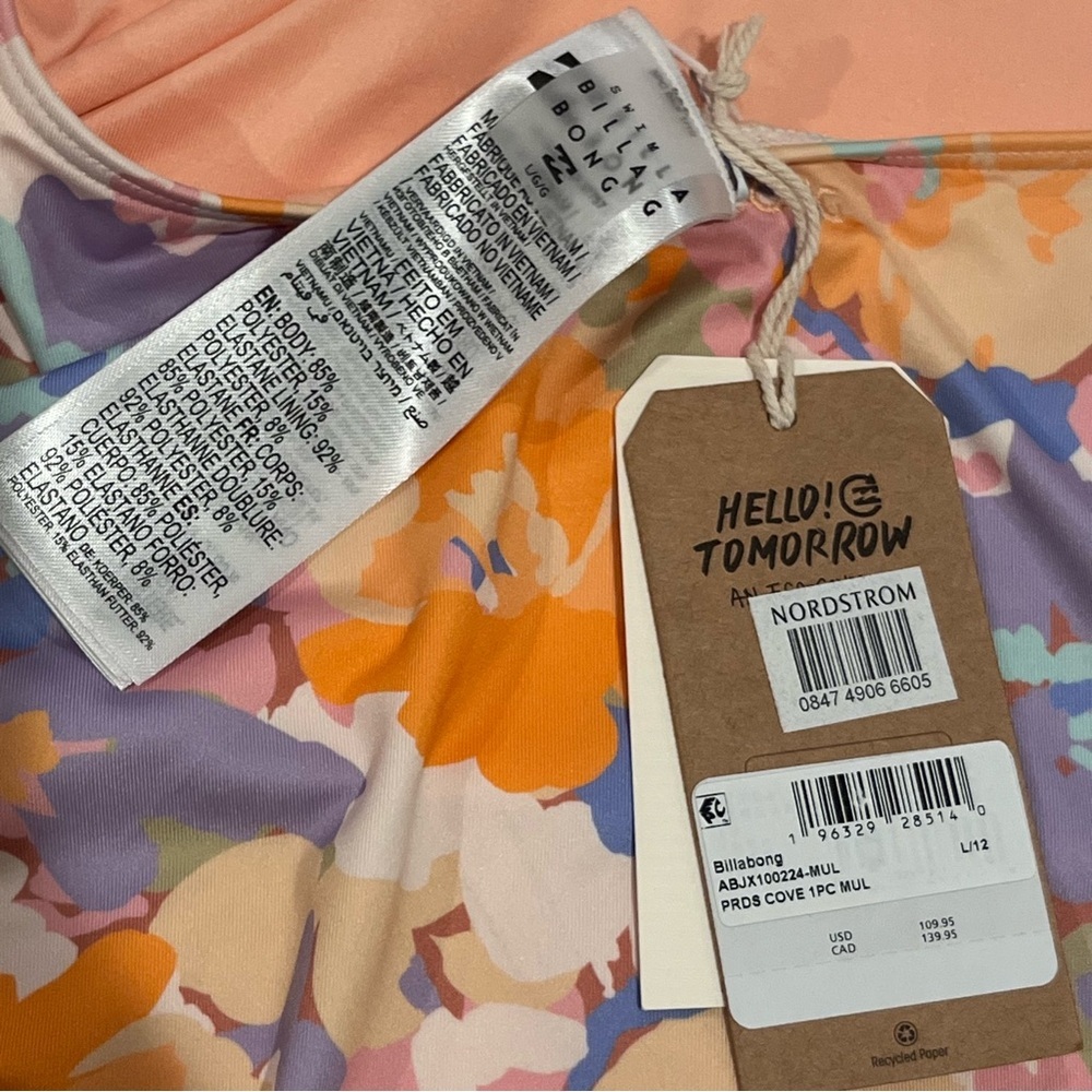 Billabong NWT Paradise Cove Floral One Piece Swimsuit — Size Large - Picture 10 of 10